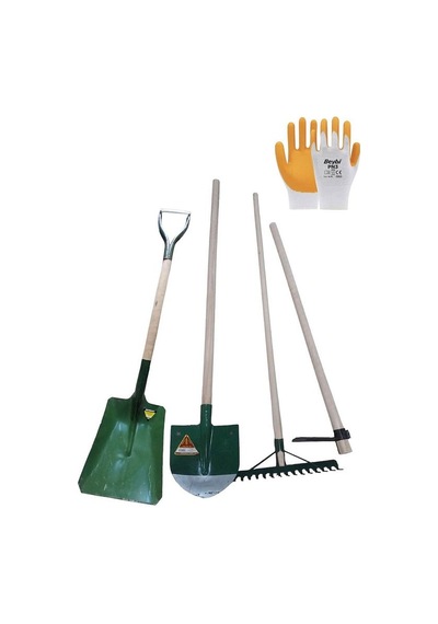 Bahçe Set 9 Parça Kürek Destekli Tırmık Üçgen Çapa Geniş