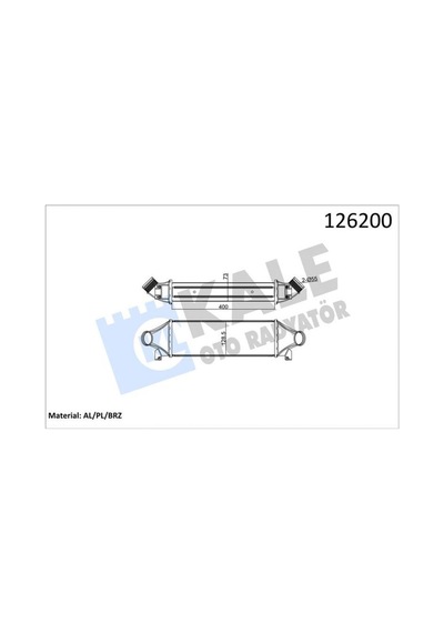 Turbo - 881 - Radyatörü Intercooler Ford Transıt V184-v347 00 400x127x73 - Almparca - Mek. Al/brz Turbo Radyatörü
