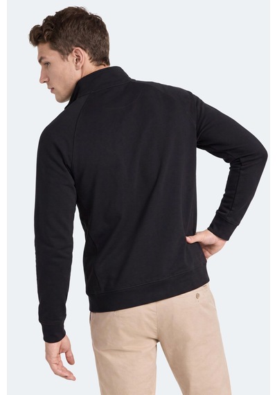 Slazenger Malika Siyah Fermuarlı Dik Yaka Erkek Sweatshirt