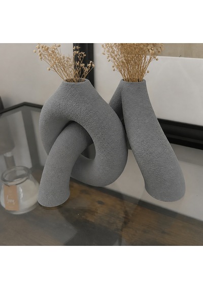 3d Baskı Interlocking Vazo - İç İçe Geçen Dekoratif Vazo-gri Çok Renkli