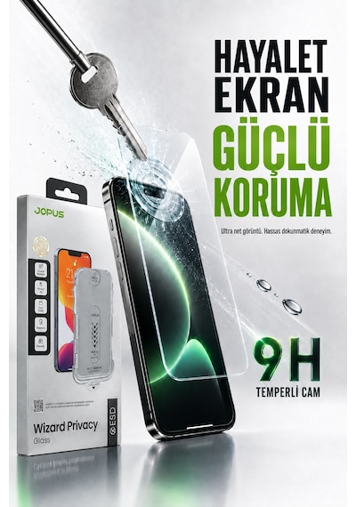 Temperli Cam Hayalet Ekran Koruyucu Tam Kaplayan Kolay Uygulama Aparatlı Seti Kiti Kırılmaz - 13 / 13 Pro / 14 / 16e / 17e