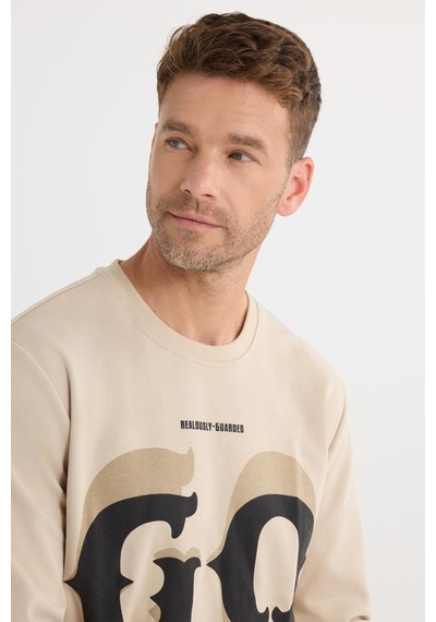 Tudors Erkek Relax Fit Rahat Kesim Pamuklu Lastikli Kol Bisiklet Yaka Baskılı Bej Sweatshirt-37308 Bej Tudors Erkek Relax Fit Rahat Kesim Pamuklu Lastikli Kol Bisiklet Yaka Baskılı Bej Sweatshirt-37308 Bej