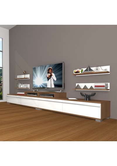Decoraktiv Ekoflex 360r Mdf Tv Ünitesi Tv Sehpası - Ceviz Beyaz Ahşap - Beyaz