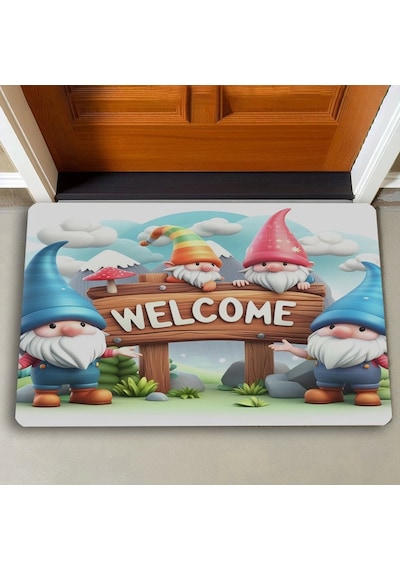 Valerine Life Sevimli Cüceler Welcome Kapı Önü Paspası 45x70cm