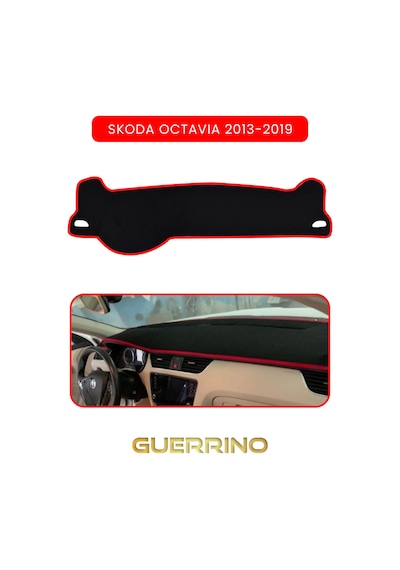 Skoda Octavia 2013-2019 Torpido Koruma Halısı Kırmızı Kenar