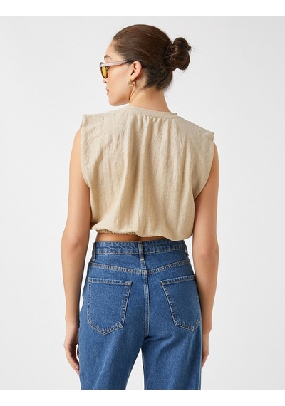 Koton Beli Lastikli Crop Tişört Bej 2yak13351ek Ekru Koton Beli Lastikli Crop Tişört Bej 2yak13351ek Ekru