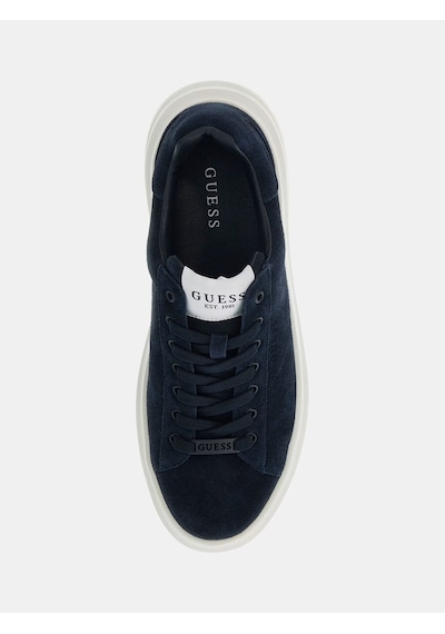Guess Elba Hakiki Deri Erkek Sneaker Ayakkabı Fmtlbasue12 Mavi