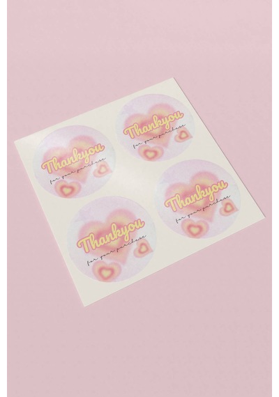 90 Adet Thank You For Your Purchase Etiketi Pembe 3x3cm St2051 Çok Renkli