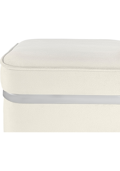 Zengo Silver Twin Line Kare Puf -beyaz Kumaş, Dekoratif Makyaj Masası Pufu-modern Style