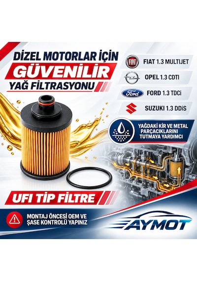 Bosch Fiat Opel Ford Suzuki 1.3 Dizel Ufı Tip Yağ Filtresi
