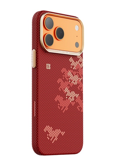İphone 17 Pro Max Uyumlu Kılıf M-safe Özellikli Raptic Aramid Skin Chivalry Serisi Kapak Kırmızı