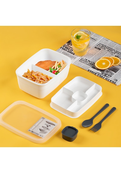 Porsima 3200 Vakumlu 2 Katlı Lunch Box - Sefer Tası 1200 Ml Beyaz