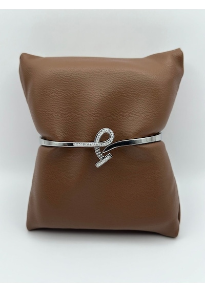 Arnes Jewelry Çelik Zirkon Taşlı Kelepçe Bileklik Ar310nes Silver