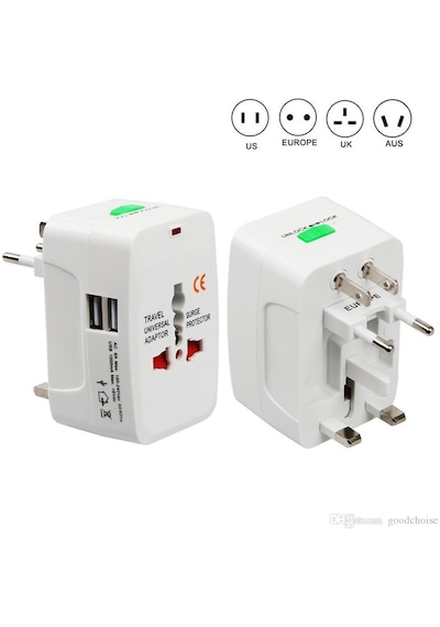 Unıversal Seyahat Adaptörü / 2 Usb Li Çoklu Priz Çevirici Adaptör