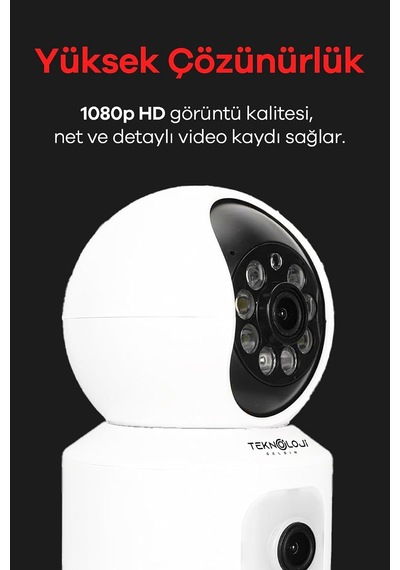 Q5 Smart Kamera Ses Kayıtlı Gece Görüşlü Full Hd 1080p Çift Kamera Kablosuz Wi-fi Ip