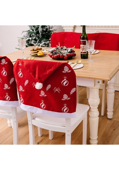 Rahat Noel Noel Baba Şapka Sandalye Kapağı - Cilt Dostu Yemek Sandalyesi Dekoratif Kollu Ev, Mutfak Ve Yemek Odası Mobilyaları