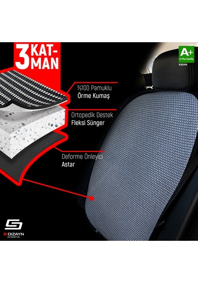 Oto Arka Koltuk Sırt Koruyucu Kılıf Füme Universal 2 Parça A+ Kalite