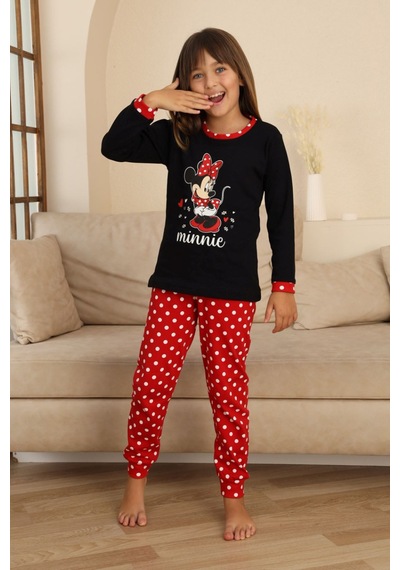 Miniğimin Cicileri Mnn Puantiye Baskılı Kız Çocuk Pijama Takı... Siyah