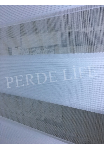 Beyaz Renk Mini Plise Desenli Zebra Stor Perde Tüm Ölçülerde (153587042)