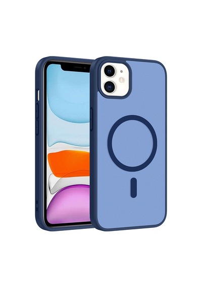 Ardemix Apple iPhone Uyumlu 11 Kılıf M-safe Şarj Özellikli Zore Babet Kapak - Mavi