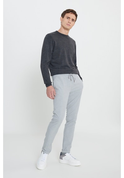 George Henry Slim Fit Dar Kesim Beli Bağlamalı Yan Cepli Jogger Pantolon Grı Gri