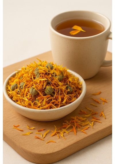 Aynısefa Çiçeği Calendula Officinalis Kurutulmuş Doğal Bitki Çayı Ve Cilt Bakım Desteği