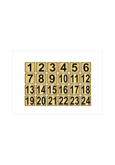 Metal Kapı,masa,dolap Numarası 4cmx4cm 24 Adet (1…24) Altın Renk Metal