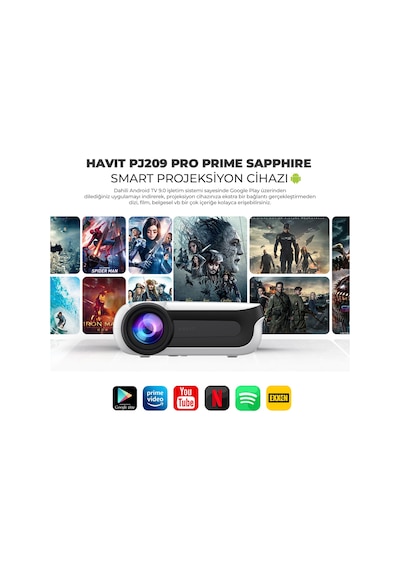 Havit PJ209 Pro Prime Sapphire 350 ANSI Full HD 1080P Android 9.0 Smart Projeksiyon Cihazı