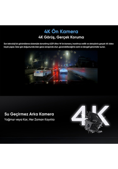 Viofo A229 Ultra 2 Kameralı Ön Ve Arka Dış Su Geçirmez 4k+4k Sony Starvis 2 Sensörlü Dual Hdr Wi-fi 6 Gps'li Araç Kamerası