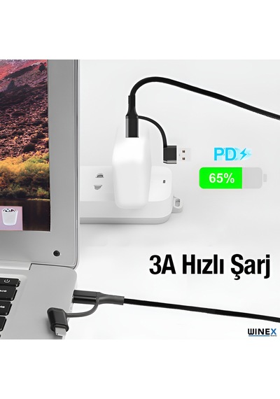 Winex 4in1 Typec-usb-lightning-type-c Çıkışlı Hızlı Şarj Kablosu