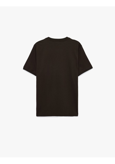 Koton Regular Fit Kısa Kollu Bisiklet Yaka Pamuklu Baskılı Tişört Kahverengi 6sam10273mk Kahve