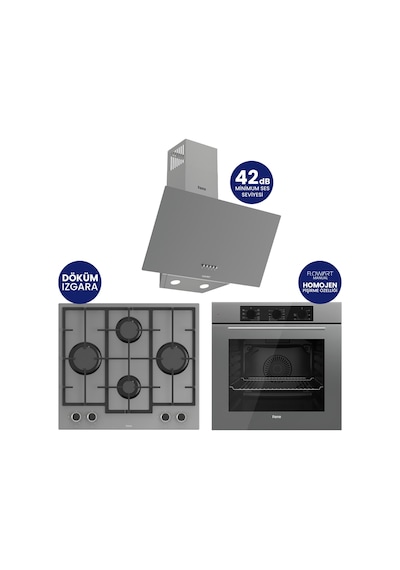 Chef Edition Turbolu Gri 3'lü  QBL62CPR-LN388-D088SA Ankastre Set