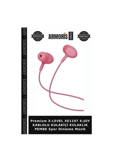 Premium X-level Xe1107 X-joy Kablolu Kulakiçi Kulaklık Pembe Spor Dinleme Müzik