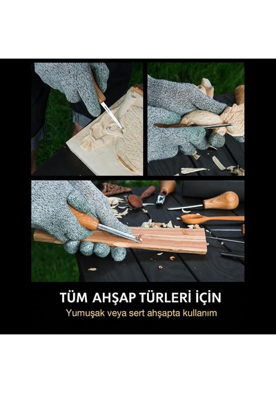 Sc05 6 Parça Avuç İçi Iskarpela Seti Ahşap Oyma Bıçak Keski Takımı Hobi Seti Diğer