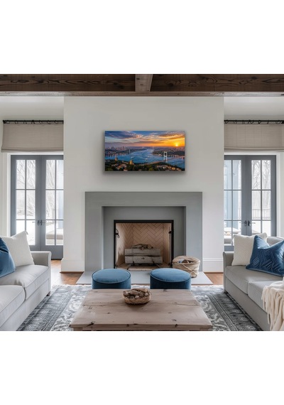 3 Boğaz Manzaralı İstanbul Kanvas Tablo 40x80 Cm Çok Renkli