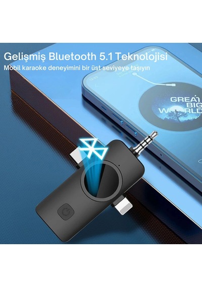 Shopytech Kablosuz 4 Ü 1 Arada Yaka Mikrofonu Type-c Lightning 3.5mm Uyumlu Gürültü Azaltmalı Telefo