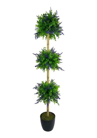 Yapay Ağaç Lavantalı Şimşir Top Siyah Saksılı 115 30cm