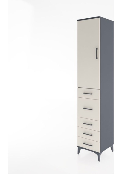 Hyperion Dolap 2 Raflı 5 Çekmeceli Tek Askılı 44x44x221 Antra... Antrasit