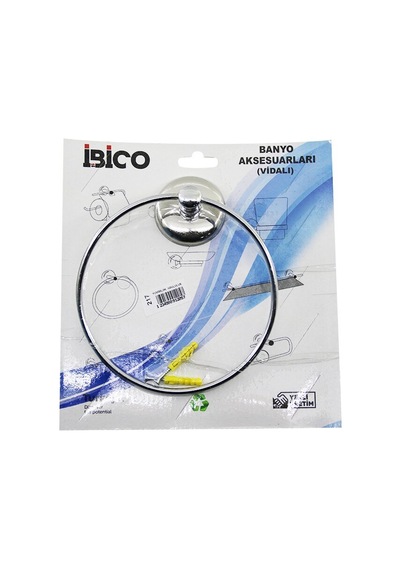 İbico Banyo Bny-217 Yuvarlak Metal Havluluk Vidalı Montaj