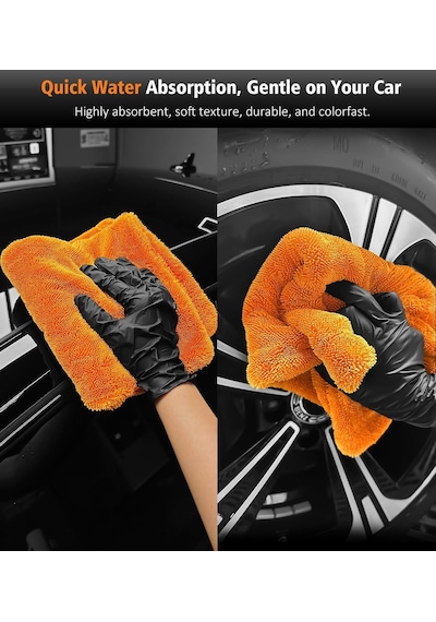- Premium Oto Kurulama Havlusu 50x70 Cm, Çift Taraflı Araba Yıkama Bezi, Araç Kurulama Havlu, S