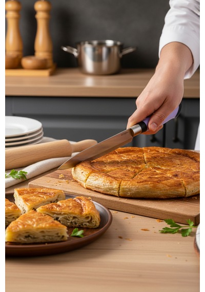 Chefline 5 Parça Lila Mutfak Bıçak Seti + Meyve Bıçağı Hediyeli Paslanmaz Çelik Lila