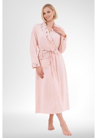 Mecit Pijama Mecit 6318 Pudra Büyük Beden Kadın Sabahlık Pijama Gecelik Set Pudra