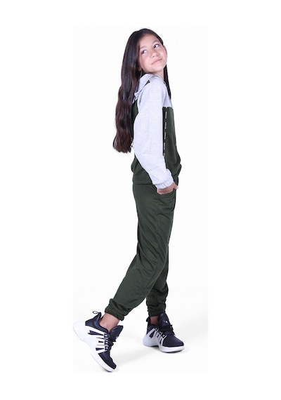 Panios Kids Kız Çocuk Fileli Baskılı Eşofman Takımı Haki