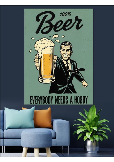 Retro Bira Reklam Posteri Dekoratif Kanvas - Mdf Ahşap Tablo