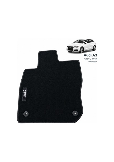Oto Halı Paspas Seti Audi A3 2012-2020 Hatchback Uyumlu Sline Sport Kaymaz & Şık Tasarım - Siyah Logolu