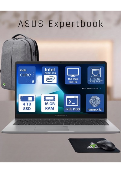 Asus ExpertBook P1503CVA-C516512G0DTKD65 Core 5 210H 16 GB 4 TB SSD 15.6" Free Dos Dizüstü Bilgisayar