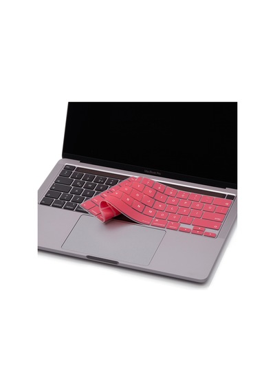 Apple Uyumlu MacBook Pro 13-16 İnç Klavye Koruyucu Silikon Türkçe Karakterli Return Enter Pembe