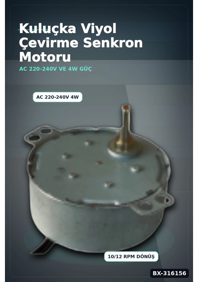 Kuluçka Motoru 50 Tyz 10/12 Rpm Yumurta Viyol Çevirme Makinesi Motor Parçası Bx-316156