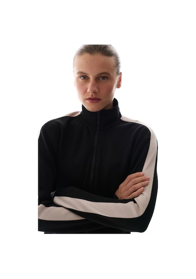 Penti Siyah İpeksi Dokunuş Silky Touch Paneled Fermuarlı Uzun Kollu Ceket