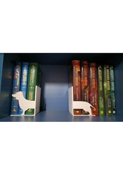 2'li Set Köpek Desenli Dekoratif Kitap Tutucu, Beyaz Kitap Standı, Kitap Desteği Ev-ofis Dekoratif